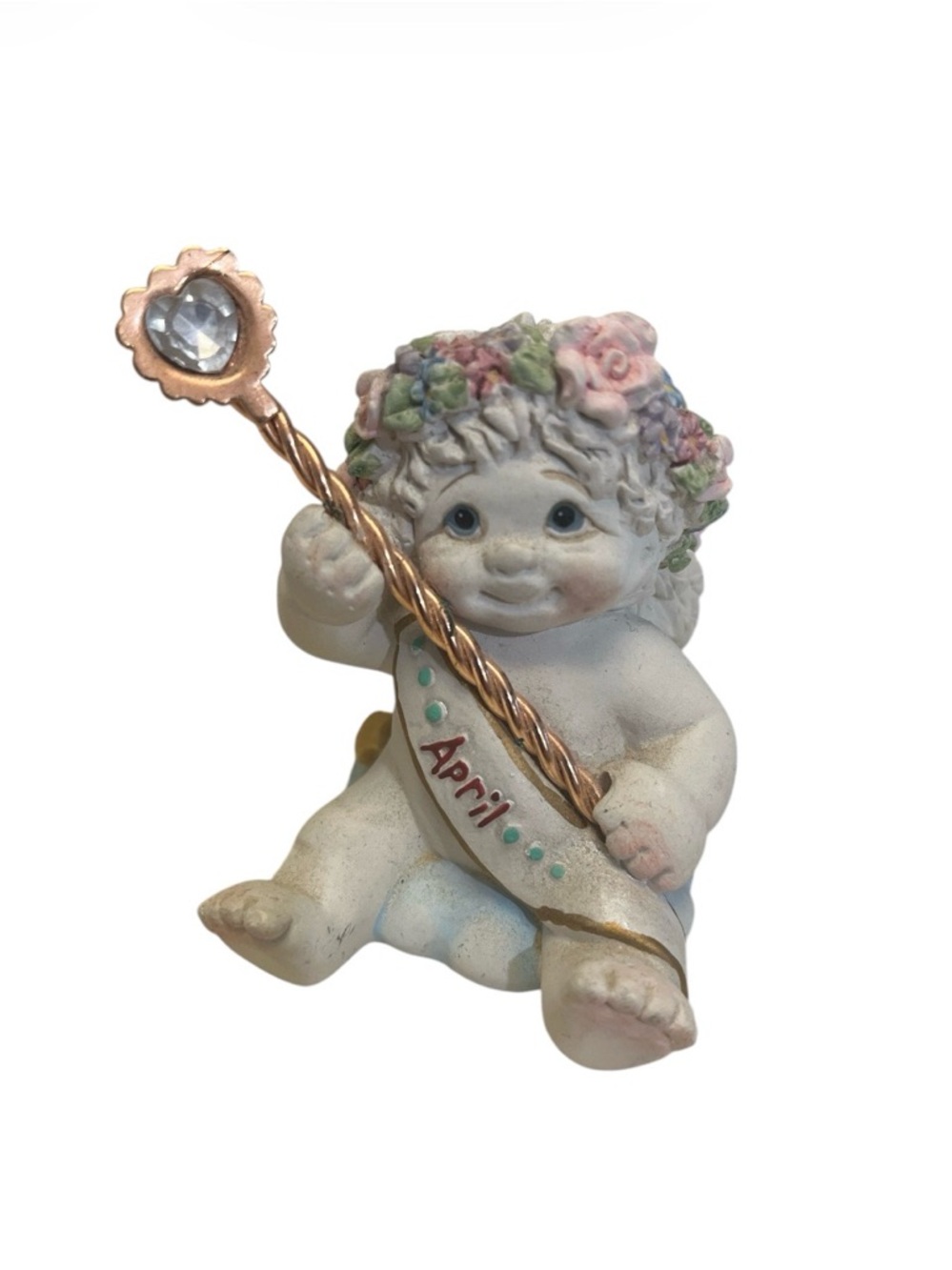 VINTAGE 2002 DREAMSICLES APRIL CHERUB ANGEL W/ APRIL BIRTH STONE #11654